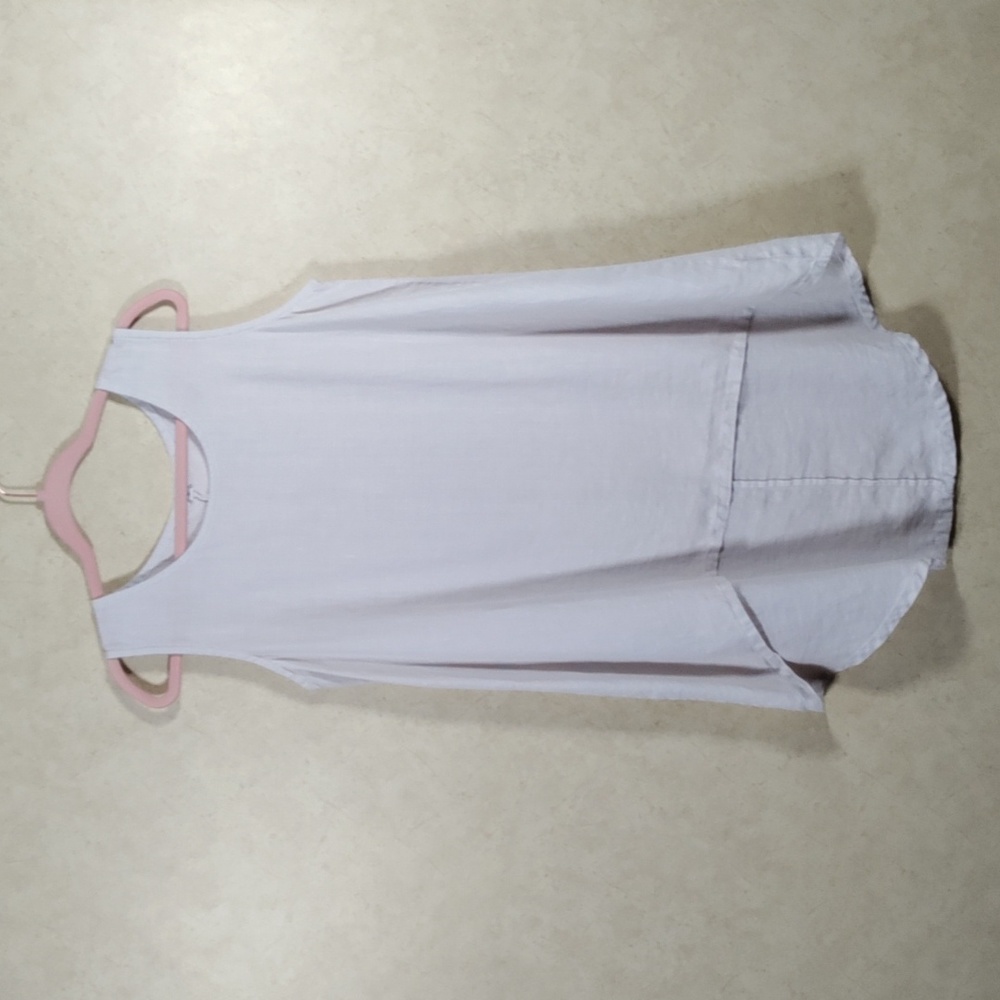 6112 Bryn Walker light gray/taupe linen high low sleeveless blouse S